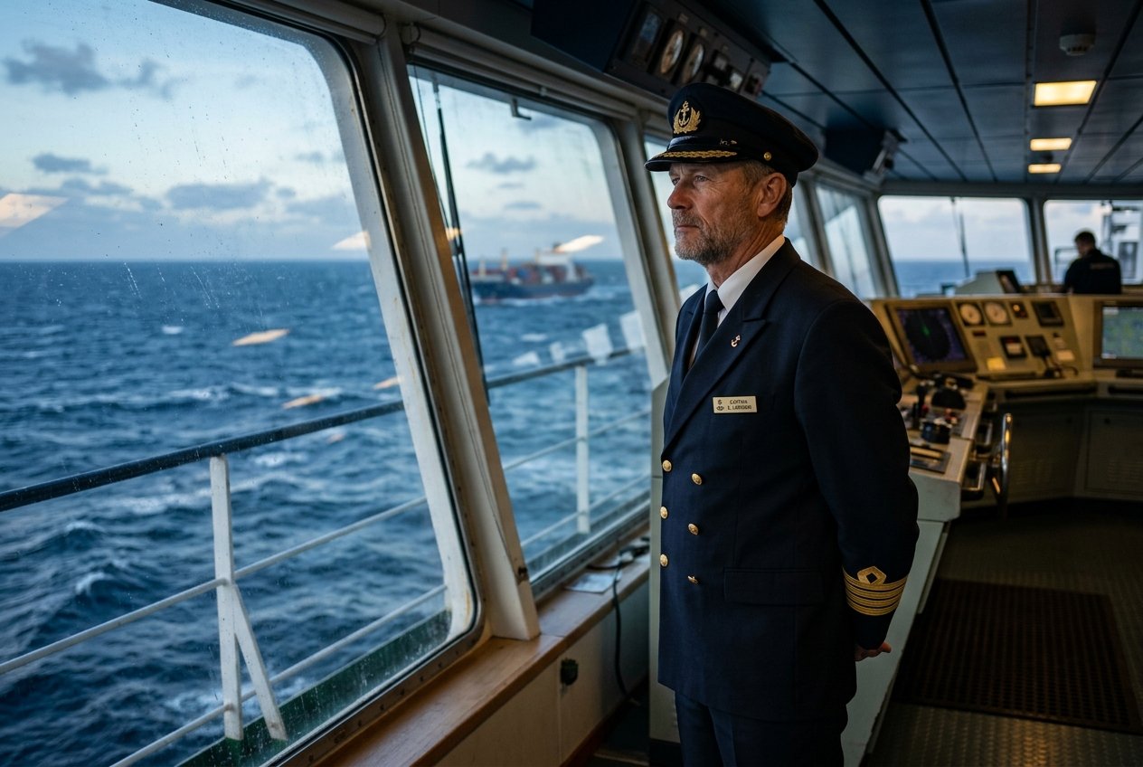 Ship Captain on Bridge